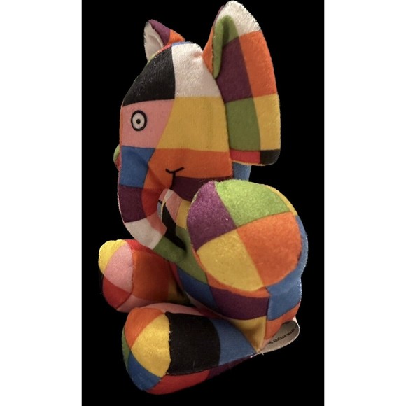 Vintage ELMER -Patchwork Elephant -Toy RATTLE -David McKee -Crocodile Creek 1996 - Picture 9 of 11